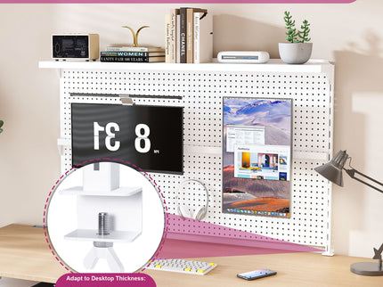 Clamp On Desk Pegboard With Single Monitor Stand