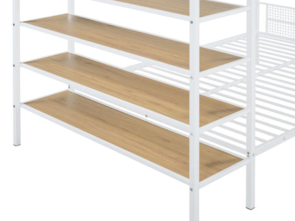 Bunk Bed With 5 Tier Shelves