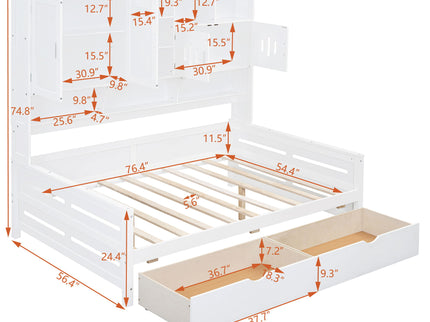 Daybed With All-In-One Cabinet And Shelf