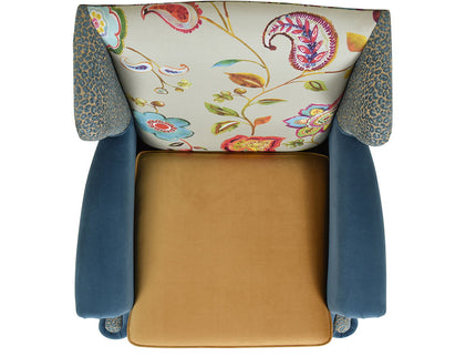 Anya - Boho Chic Wingback Accent Arm Chair - Floral / Leopard / Blue Teal / Yellow Gold