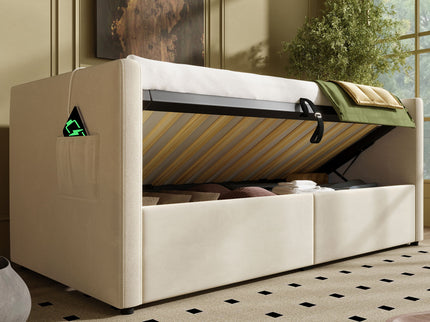 Upholstered Daybed With Hydraulic Storage And USB / Type - C Charging