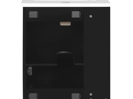 Modern Wall Mounted Bathroom Cabinet With Side Shelf And Ceramic Sink
