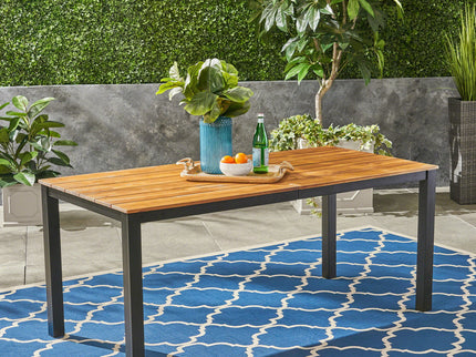 Rectangular Outdoor Dining Table Tabletop With Iron Legs - Black