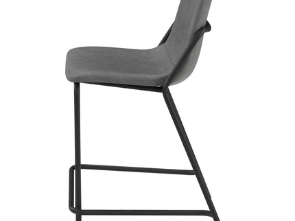 Counter Height Stools With Footrest (Set of 2) - Gray / Black