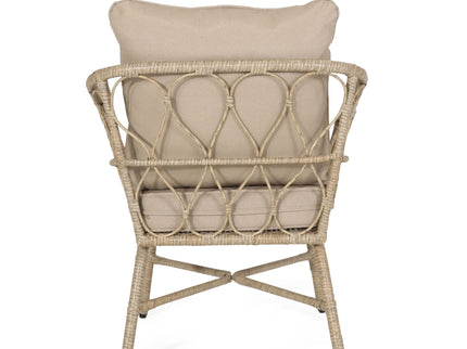Bruce - Outdoor Club Chair Set With Water Resistant Cushions Rattan And Iron - Brown