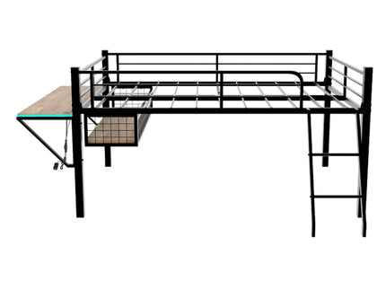 Loft Bed With Built In Desk, LED Light Strip