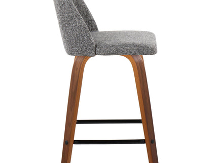 Toriano - Mid Century Modern Fixed Height Counter Stool With Swivel With Square Footrest (Set of 2)