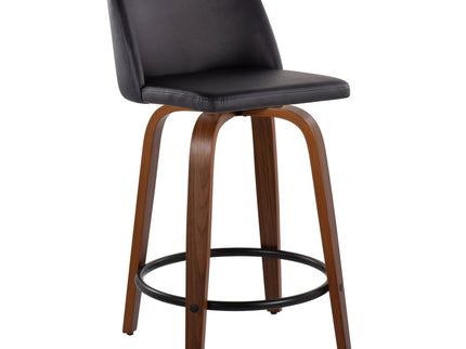 Toriano - Mid Century Modern, Fixed Height Counter Stool & Swivel And Round Footrest (Set of 2)