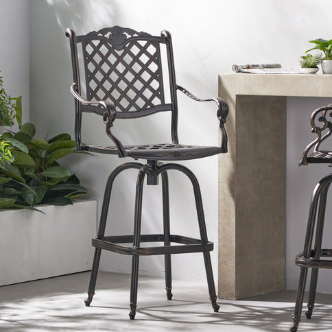 Cast Aluminum Bar Stool - Copper