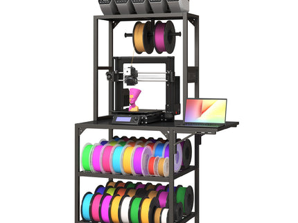 Heavy Duty 3D Printer Stand With Filament Storage Rack - Black