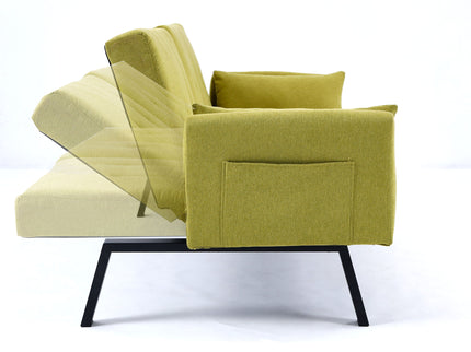 Sofa Bed With Foldable Design And Cup Holder - Green