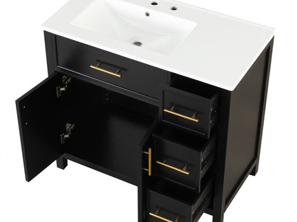 Modern Bathroom Vanity With Sink Top, 2 Doors And 3 Drawers