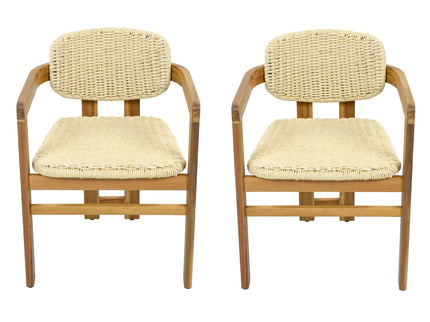Outdoor Accent Armchairs For Patio (Set of 2) - Natural / Teak