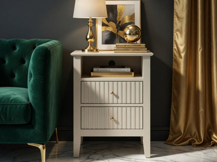 Fluted Nightstand With 2 Drawers