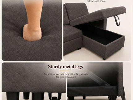 L - Shaped Convertible Sofa Bed With Storage Chaise