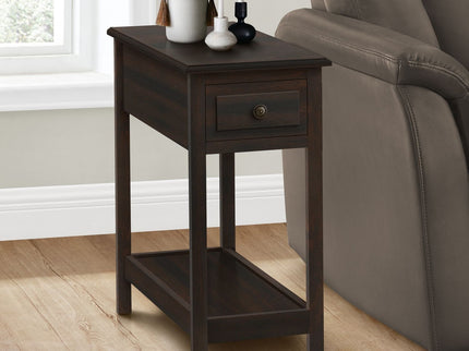 Accent End Table, 2 Tier, Storage Drawer, Transitional - Walnut
