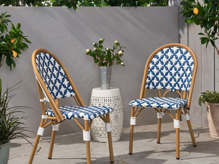 Chic French Bistro Chair With Durable Rattan And Aluminum Frame