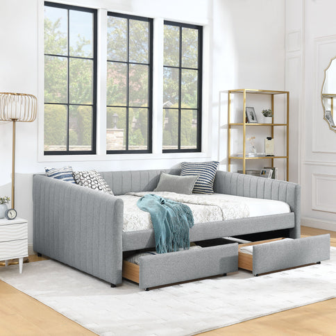 Upholstered Queen Daybed With 2 Drawers