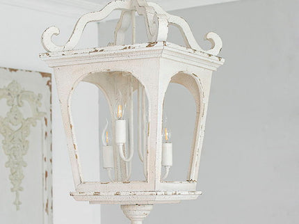 4 Light Wood Chandelier, Hanging Light Fixture With Adjustable Chain For Kitchen, Bulb Not Included - Cream White