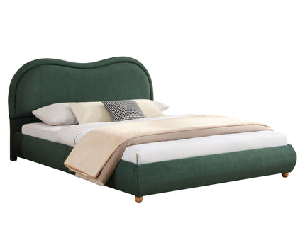 Upholstered Platform Bed Frame With Curved Headboard