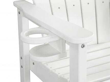 Outdoor Bar Height Adirondack Patio Chair With Cup Holder And Armrests All Weather UV Resistant - White