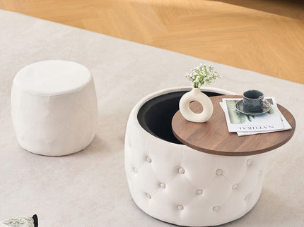 Nesting Ottomans 2 Piece With Tray, 4 In 1 Function