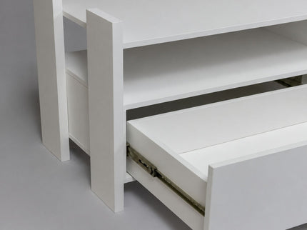 TV Stand For TVs Up To 55" With Open Shelves And 2 Drawers - White