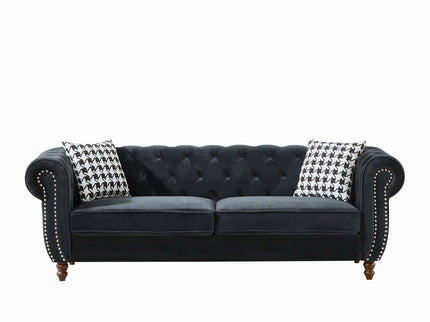 Chesterfield 3 And 2 Seater Upholstery Sofa With Roll Armrest & Nailhead Fabric Couch