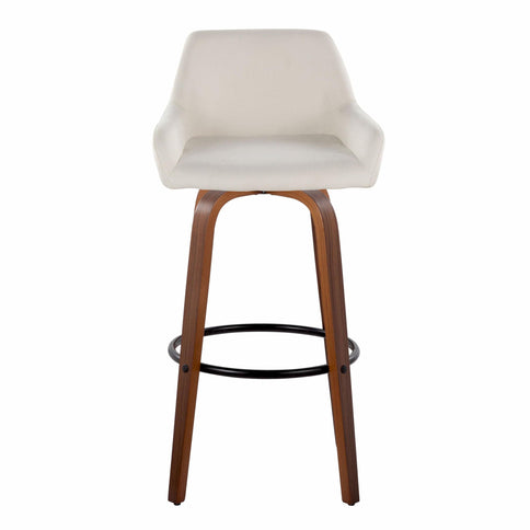 Daniella - Contemporary Fixed Height, Barstool & Swivel And Round Footrest (Set of 2)
