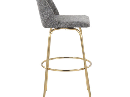 Toriano - Contemporary Fixed Height Barstool With Swivel With Round Footrest (Set of 2)