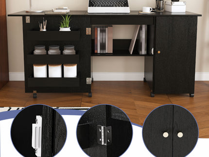 Foldable Sewing Table With Locking Casters