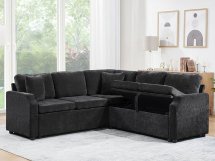 Modern L Shaped Sectional Sofa Bed With Hidden Storage Upholstery