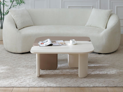 2 Pieces Modular Coffee Table Set, Free Combination - Khaki / White