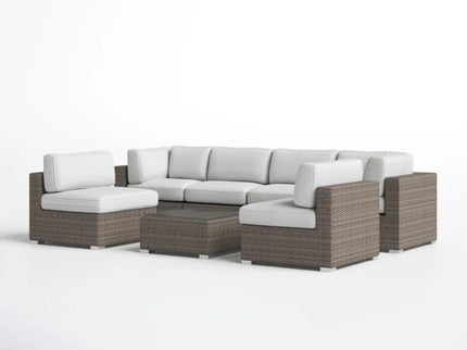 Seating Set With Cushions Handcrafted Wicker Design