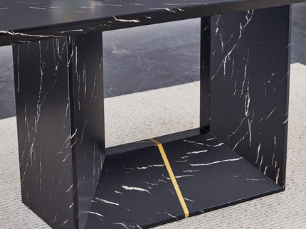 Modern Dining Table With Marbled Design For Luxurious Elegance - Black