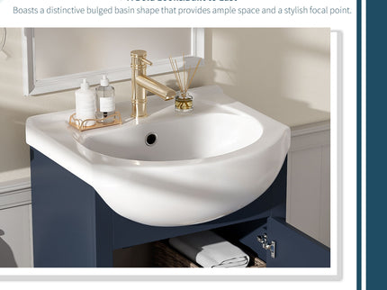 Bathroom Vanity With Bulged Sink, Cabinet, Soft-Close Door, Freestanding Single Unit