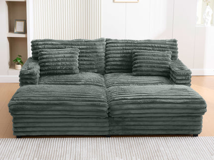Oversized Double Chaise Lounge Sofa Bed With USB Ports And Cup Holders