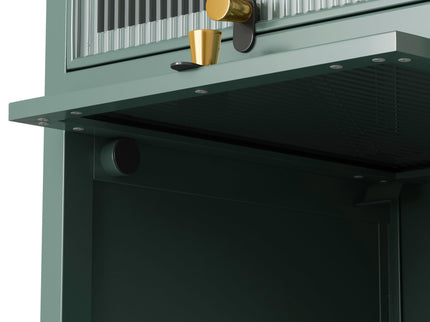 Glass Door Cabinet With Tier Storage