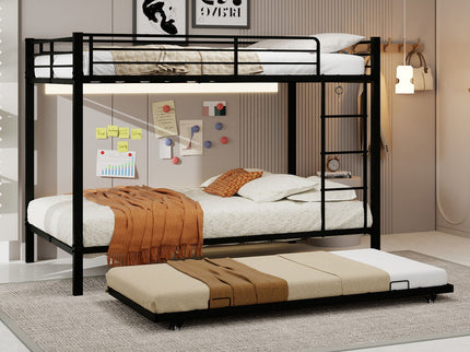Bunk Bed For Kids, Convertible Frame With Ladders & Guardrail
