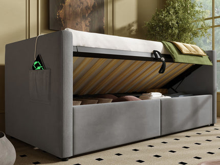 Upholstered Daybed With Hydraulic Storage And USB / Type - C Charging