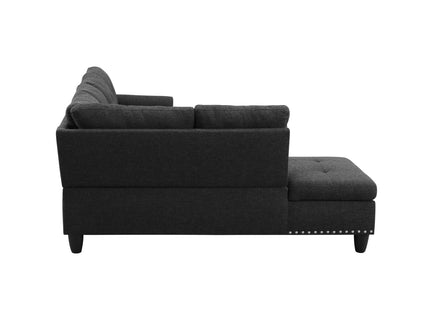 L - Shaped 3 Piece Sectional Sofa With Chaise, Storage Ottoman & Cup Holders