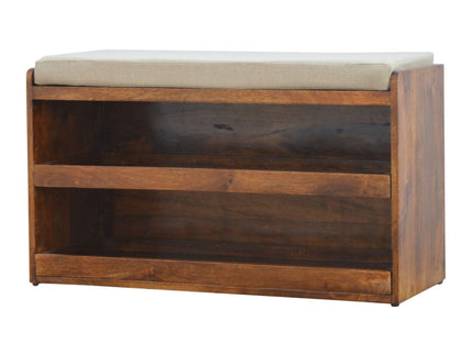 Pull Out Shoe Bench - Chestnut / Mud Linen
