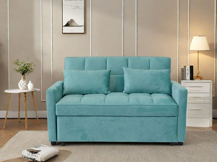 3 In 1 Convertible Sleeper Sofa Bed, Modern Fabric Loveseat Futon Sofa Couch With Pullout Bed, Small Love Seat Lounge Sofa With Reclining Backrest, Furniture For Living Room