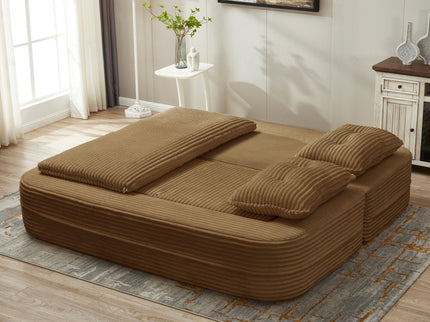 Multi Functional Sectional Sofa Bed With Independent Chaise Lounge And Functional Blanket