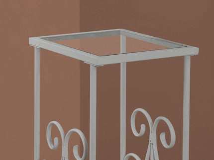 Accent Table, Side Tempered Glass, Transitional - Silver