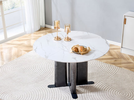 Round Dining Table With Cross Base, Modern Home Furniture
