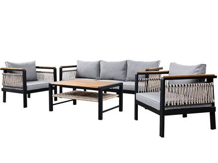 4 Pieces Outdoor Sectional Sofa Set 5 Person Patio Seating Group Outdoor Conversation Set With Cushions And A Coffee Table For Patios