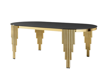 Oval Dining Table With Glass Top And Stainless Steel Base