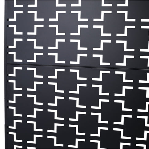 Outdoor / Indoor Privacy Screen Metal Privacy Screen, Freestanding Decorative Privacy Screen For Deck Balcony Patio - Black