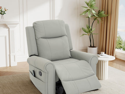 Manual Recliner Chair With 270 Degree Swivel, Massage & Heating, Dual Reclining Positions